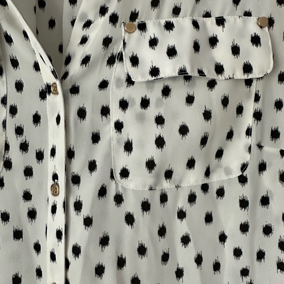 Charter Club button down white with black dots and gold button detail L - Picture 4 of 7